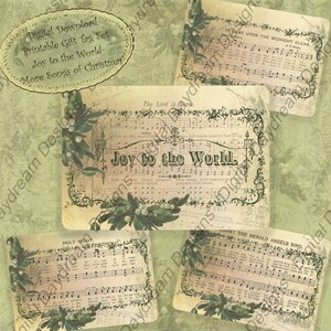 Weihnachten Digital Download Collage Sheet Karte oder Geschenkanhänger Set - Joy to the World, More Songs of Christmas