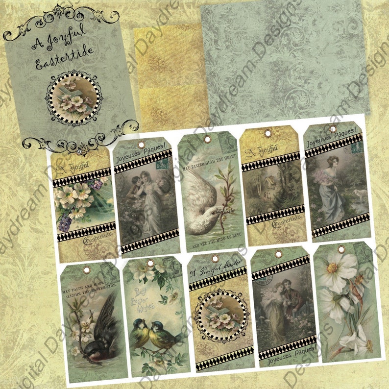 Instant Download Digital Printable Collage Sheet Gift Tag Set | Etsy