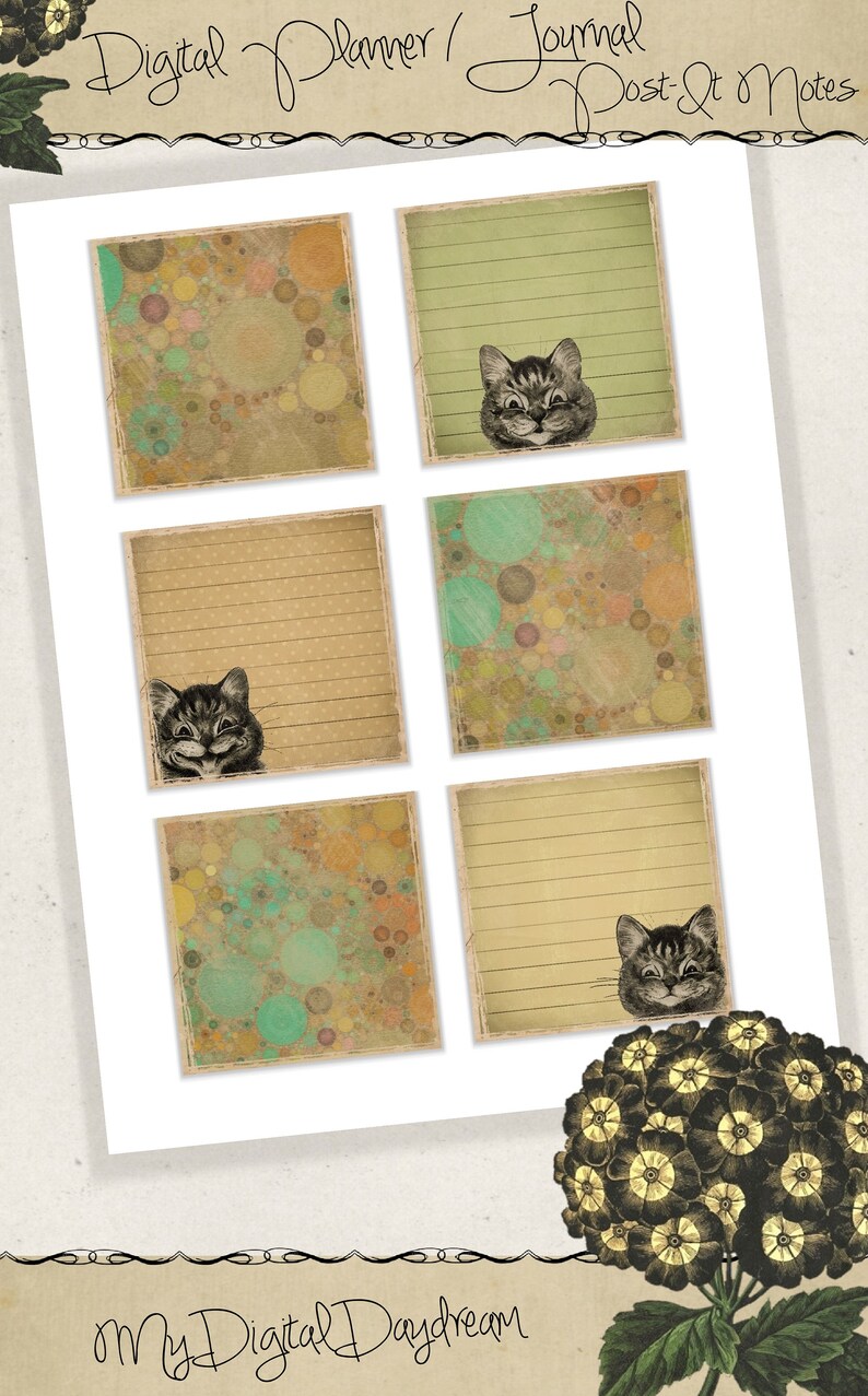 Digital Planner and Journal Stickie Notes Louis Wain Cats image 7