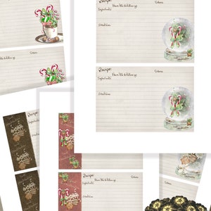4x6 Holiday Printable Christmas Recipe Card Set Mrs Claus's Sweet ...