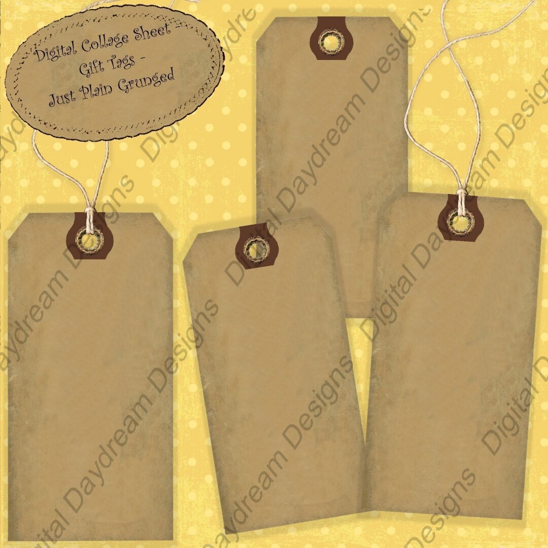 Blank Gift Tags Instant Download Printable Plain Grunged Gift Tags