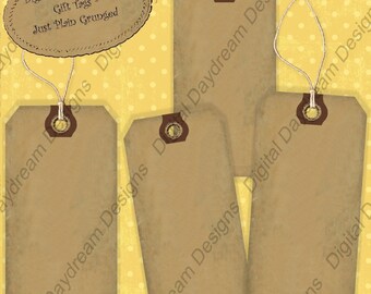 Blank Gift Tags Instant Download Printable Plain Grunged Gift Tags Collage Sheet Tag Set, jpg, png or pdf