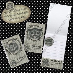 Instant Download Digital Printable Project Kit - Matchbook Notebooks Louis Wain Cats