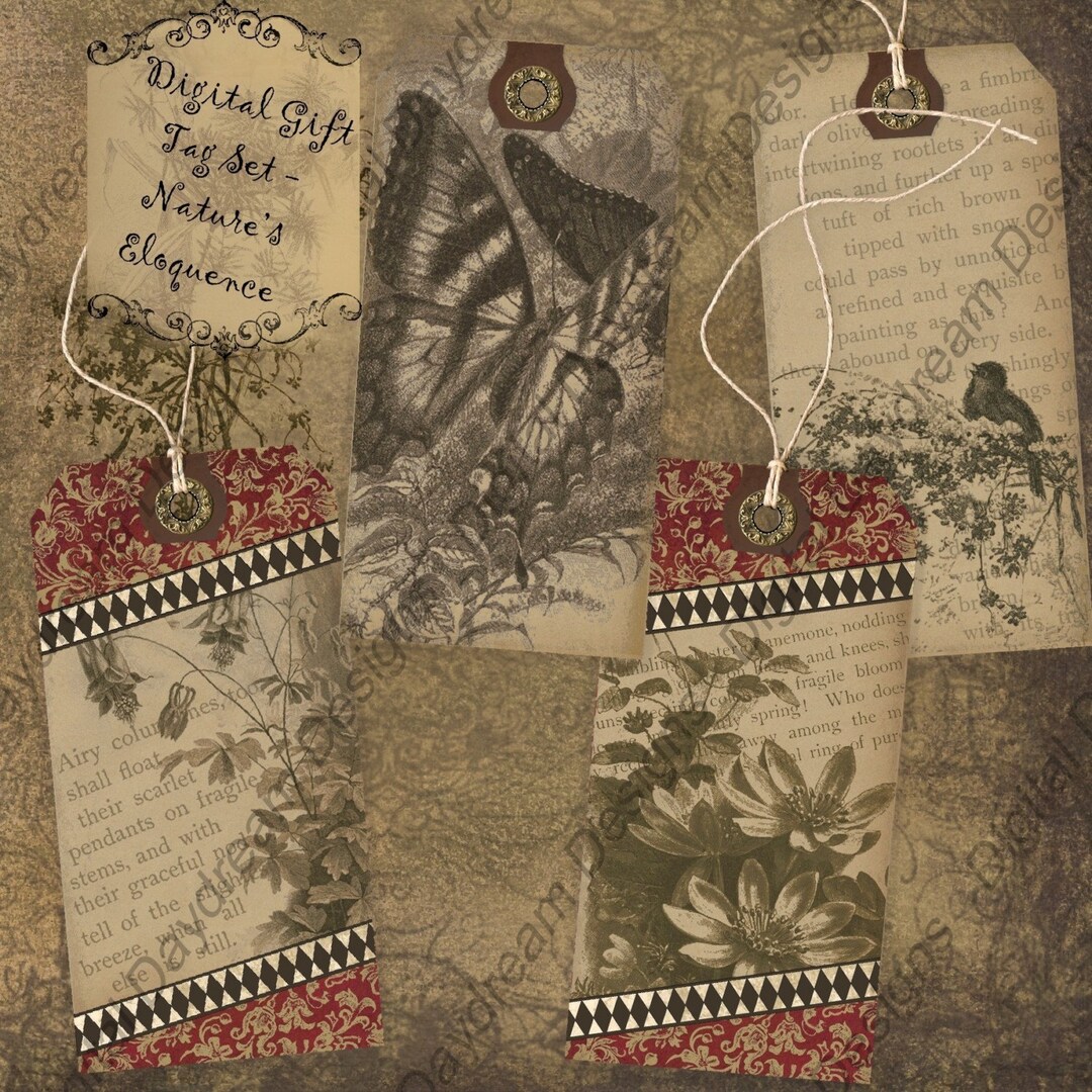 Instant Download Digital Printable Collage Sheet Gift Tag Set Nature's ...