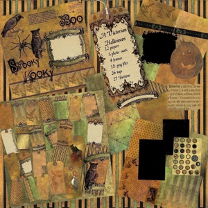 Digital Scrapbooking  Papers and Elements Kit - Victorian Halloween Instant Download