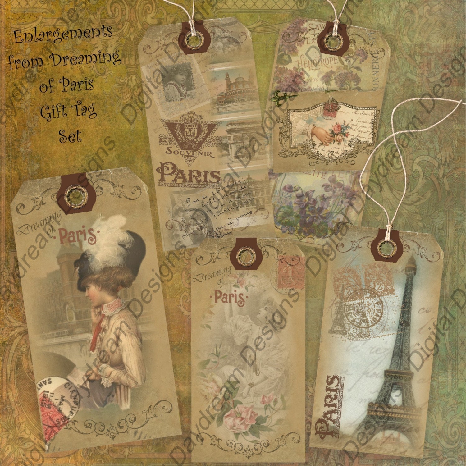 Instant Download Digital Printable Collage Sheet Gift Tag Set ...