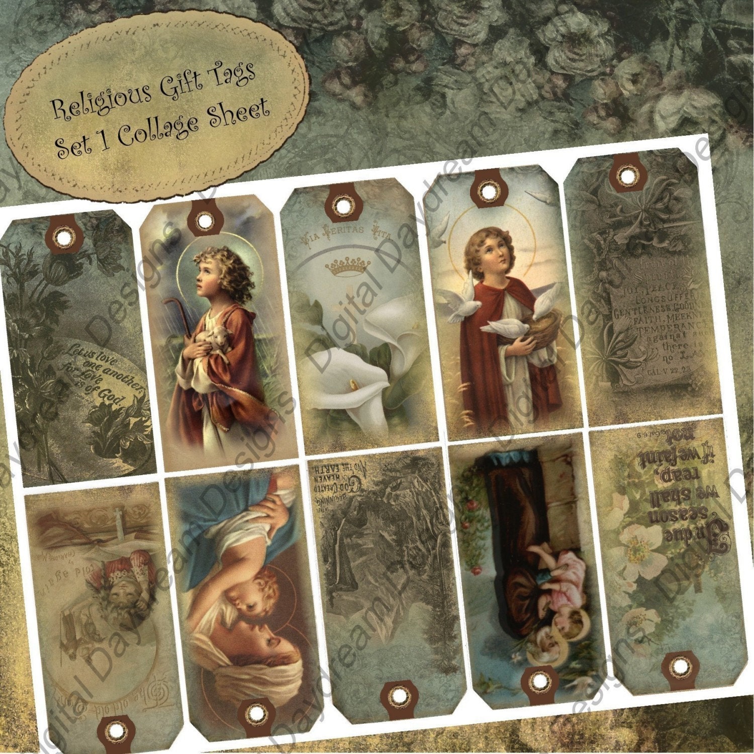 Instant Download Digital Printable Collage Sheet Gift Tag Set ...