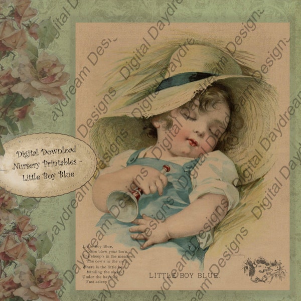 Instant Download Printable 8 x 10 Nursery Wall Decor -  Maud Humphrey Little Boy Blue