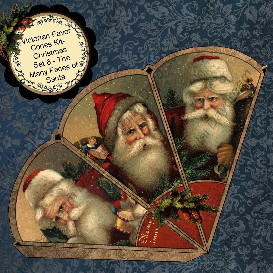 Christmas Cones Instant Download Digital Printable Christmas Victorian