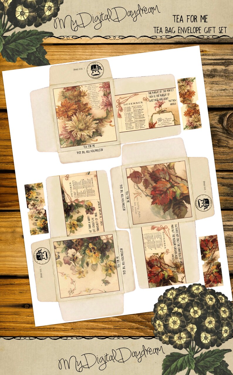 Printable Tea Bag Envelopes DIY Gift Set Tea for Me Etsy