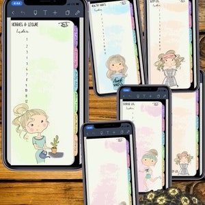 Hyperlinked Digital Tabbed Cute Girls Organizers Complete Set for iPhone, PDF, use in any notetaking app image 8