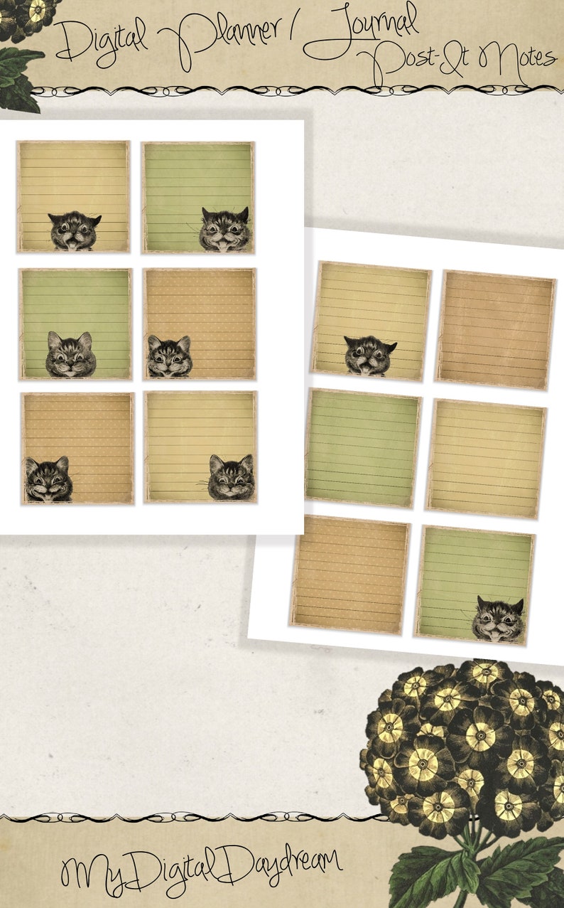 Digital Planner and Journal Stickie Notes Louis Wain Cats image 6