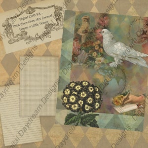 Instant Download Digital Printable Journal Kit, Dream a Little Dream 5.5 x 8.5 half-page,mjpg or pdf