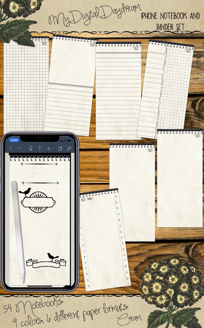 Hyperlinked Digital Pastel Notebook and Binder System Set for iPhone, PDF, use in any notetaking app image 2