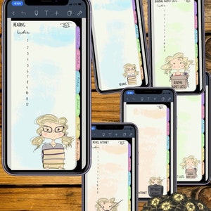 Hyperlinked Digital Tabbed Cute Girls Organizers Complete Set for iPhone, PDF, use in any notetaking app image 7