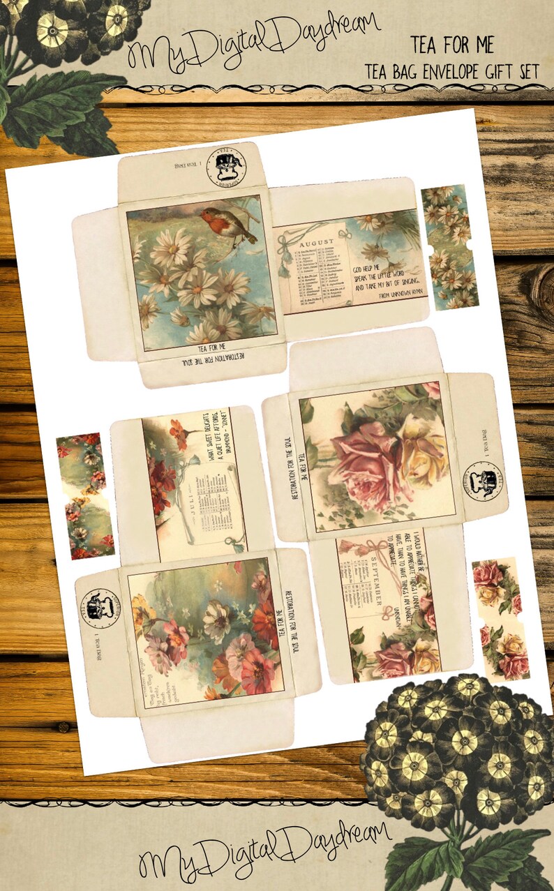 Printable Tea Bag Envelopes DIY Gift Set Tea for Me Etsy