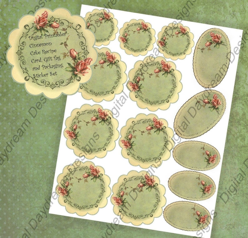 instant download digital printable sticker label recipe card etsy