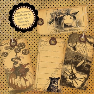 Halloween Mostly Plain and Simple Instant Download Digital Printable Gift Tags