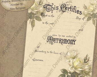 Shower Gift Printable Wedding Marriage Certificate Instant Download No ...