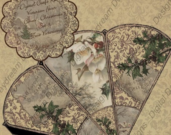 Descarga instantánea Kit de cono de favor victoriano imprimible digital - Juego de Navidad 3, True Victoriana