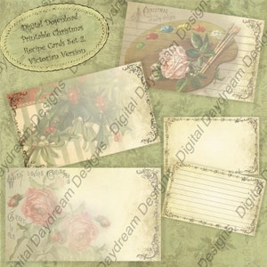3x5 Victorian Christmas Printable Recipe Card Set Gift Tag Set Instant Download Digital Printable Collage Sheet Scrapbooking Vintage Images