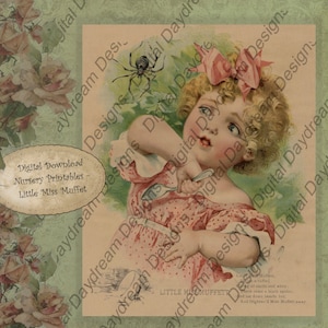 Instant Download Printable 8 x 10 Nursery Wall Decor -  Maud Humphrey Little Miss Muffet