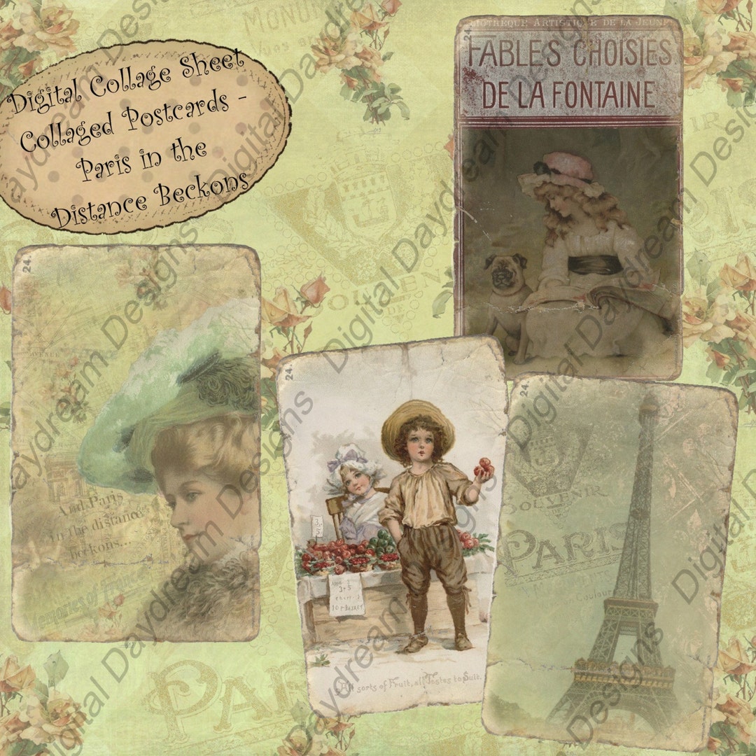 Instant Download Digital Printable Collage Sheet - Paris in the ...