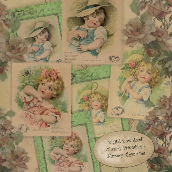 Instant Download Printable 8 x 10 Nursery Wall Decor -  Maud Humphrey Complete Set