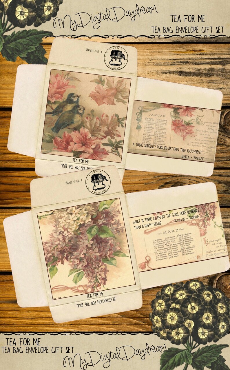 Printable Tea Bag Envelopes DIY Gift Set Tea for Me Etsy