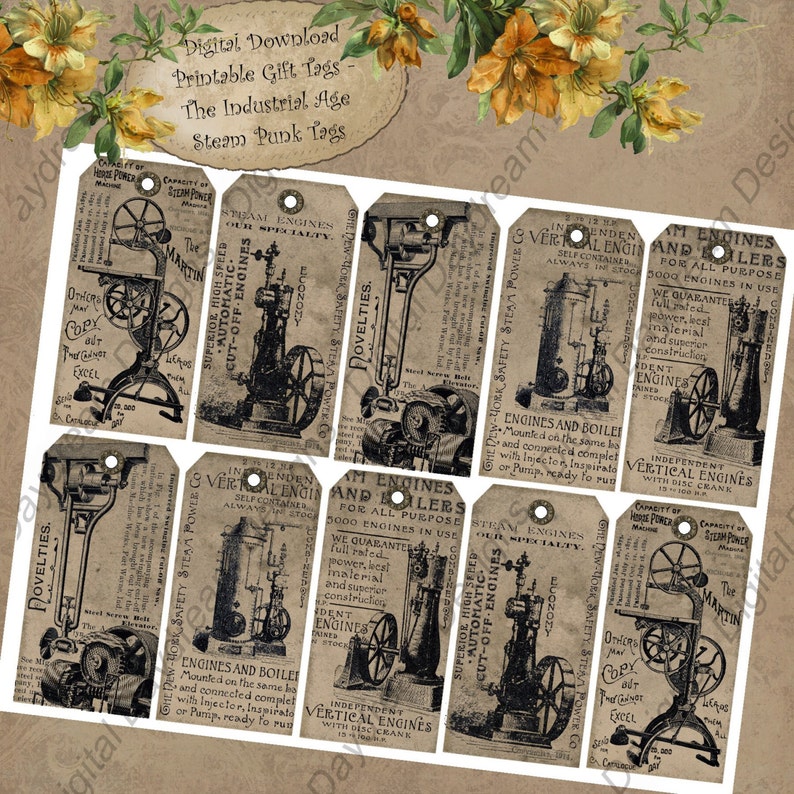 Tag Set Instant Download Digital Printable Collage Sheet Gift - Etsy
