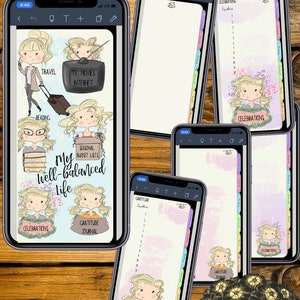 Hyperlinked Digital Tabbed Cute Girls Organizers Complete Set for iPhone, PDF, use in any notetaking app image 4