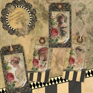 Instant Download Digital Printable Collage Sheet Gift Tag Set - Henry Hutt&#39;s Girls
