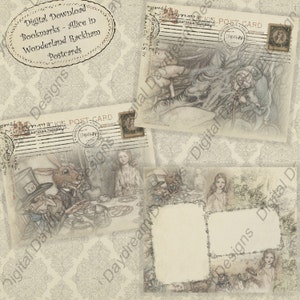 Cartoline stampabili con download digitale - Alice, Cartoline dal Paese delle Meraviglie, jpg o pdf