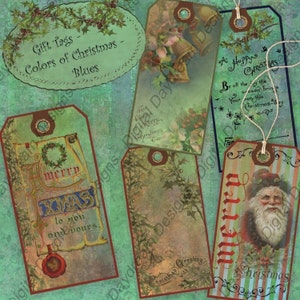 Instant Download Digital Printable Gift Tag Kit - Christmas, Colors of Christmas Blues
