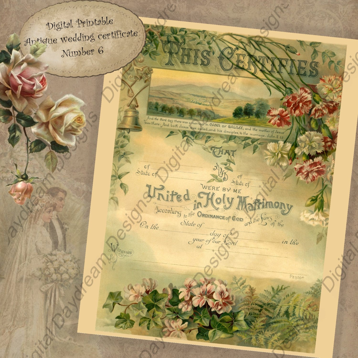 Wedding Keepsake Printable Wedding Certificate (Instant Download) Etsy