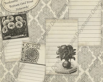 Instant Download Printable Little No Cut Note Cards or Gift Tags - Garden Catalog botanicals digital in pdf or jpg