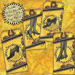 Instant Download Digital Collage Sheet Gift Tag Set - All I Want Is a Few Really Great Pairs of Shoes