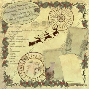 Sofort-Download-Digital bedruckbare Weihnachts-Scrapbooking-Papier & Element Set - zum und vom Nordpol, Briefe an Santa