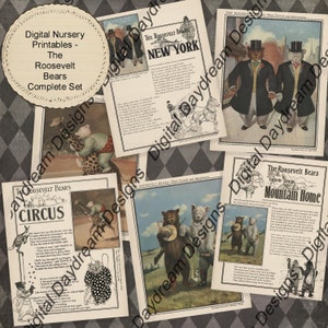 Instant Download Printable 8 x 10 Nursery Wall Decor -  The Roosevelt Bears  Complete Set