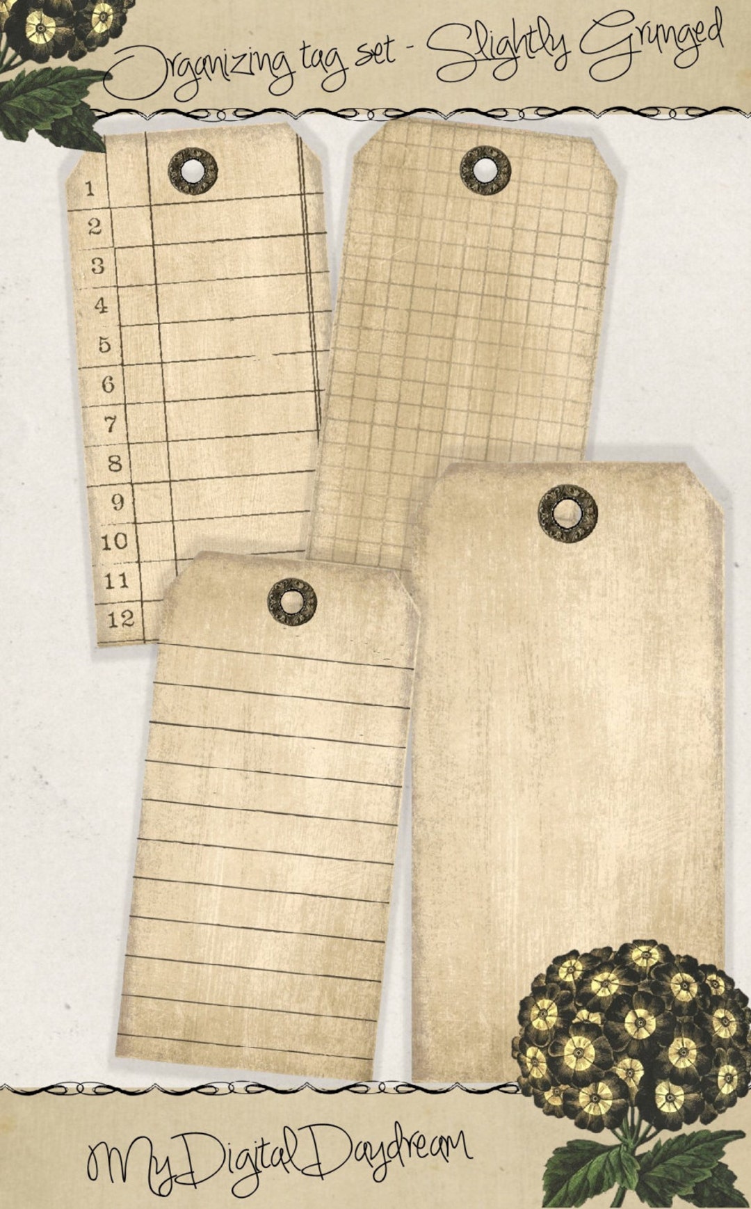 Printable Basic Blank Gift Tags for Organizing, Plain Slightly Grunged ...