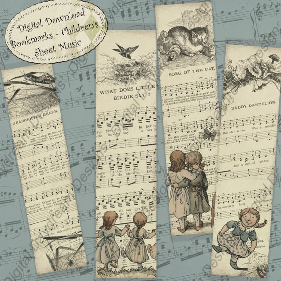 Printable Bookmarks Children's Music Instant Digital - Etsy