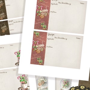 4x6 Holiday Printable Christmas Recipe Card Set Mrs Claus's Sweet ...