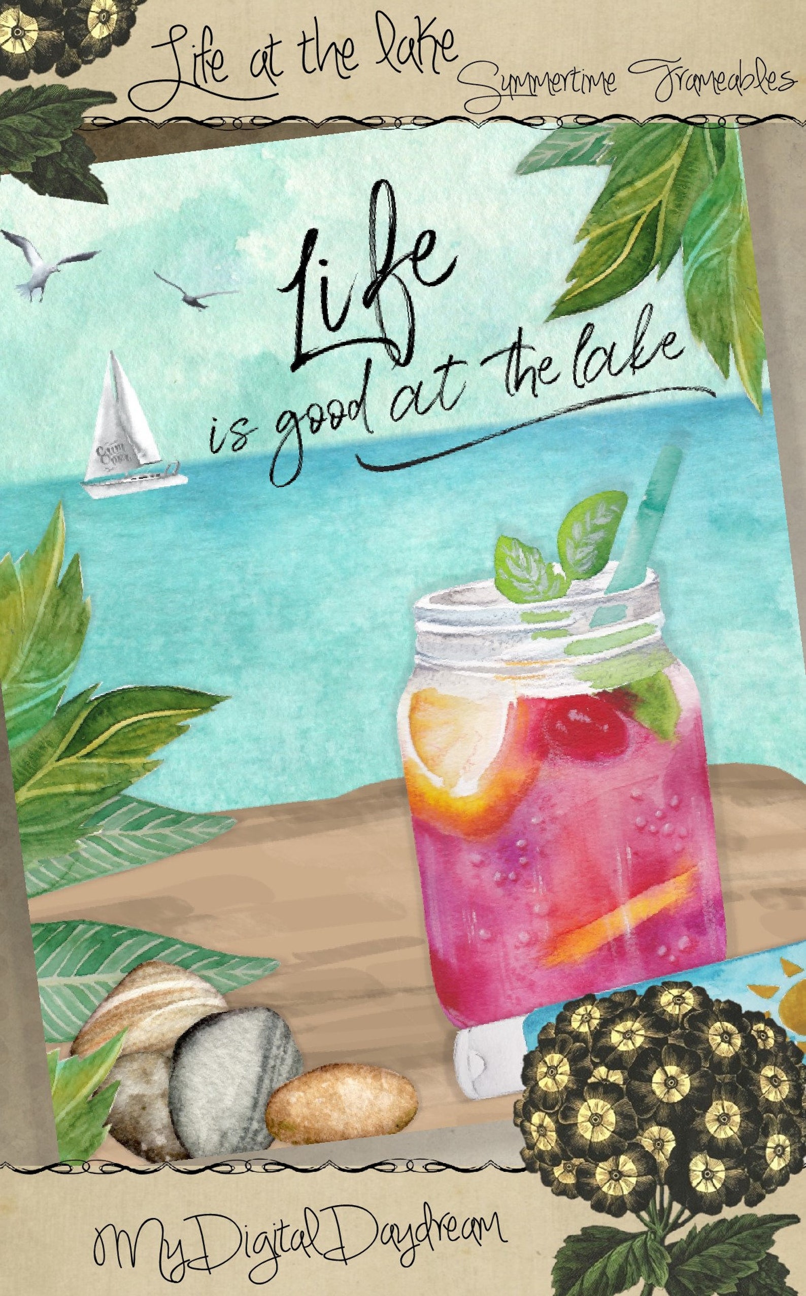 Set of 3 Printable Frameable 8 X 10 Summertime Seasonal Decor Life at