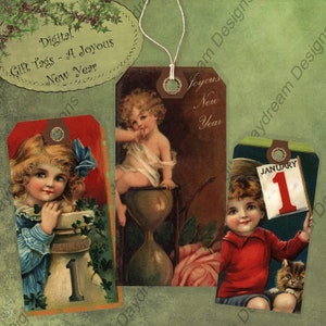 Instant Download Printable Gift Tags A Joyous New Year Digital File jpg png or pdf