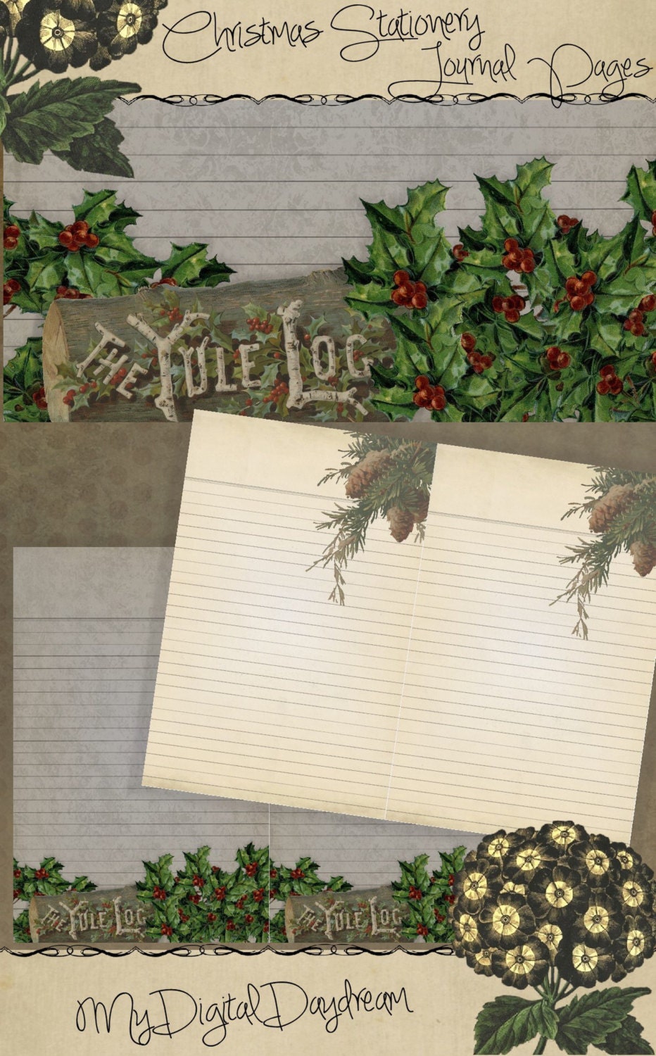 Printable Christmas Stationery Digital iPad Pages Holiday Planner