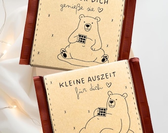 Chocolate band "Little Break" in 2 variations, printable template for square 100g chocolate, gift idea "Time Out", printable PDF