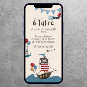 Invito digitale per compleanni per bambini, per tutte le età, festa dei pirati, tema pirata, compleanno pirata, personalizza, modello Canva