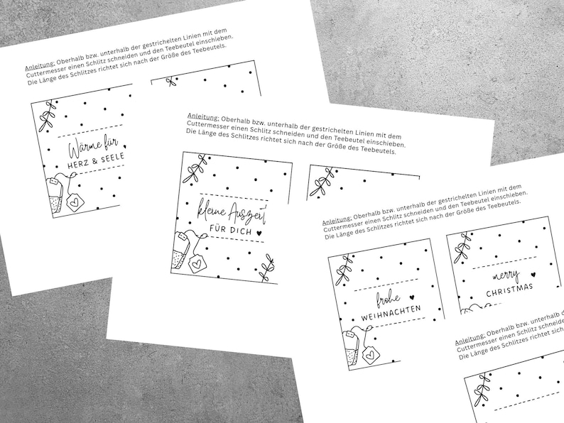 7 Printable Tea Bag Sleeves, PDF Template – Tea Gift Idea, Tea Gift Label, DIY Tea Bag Packaging, Digital Download image 5