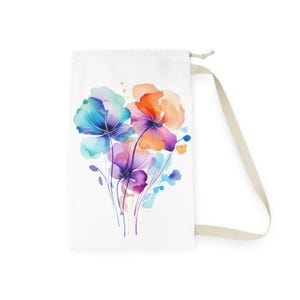 Floral Laundry Bag, Vibrant Laundry Tote, Gift for College Students, Cute Laundry Organizer, Boho Home Decor