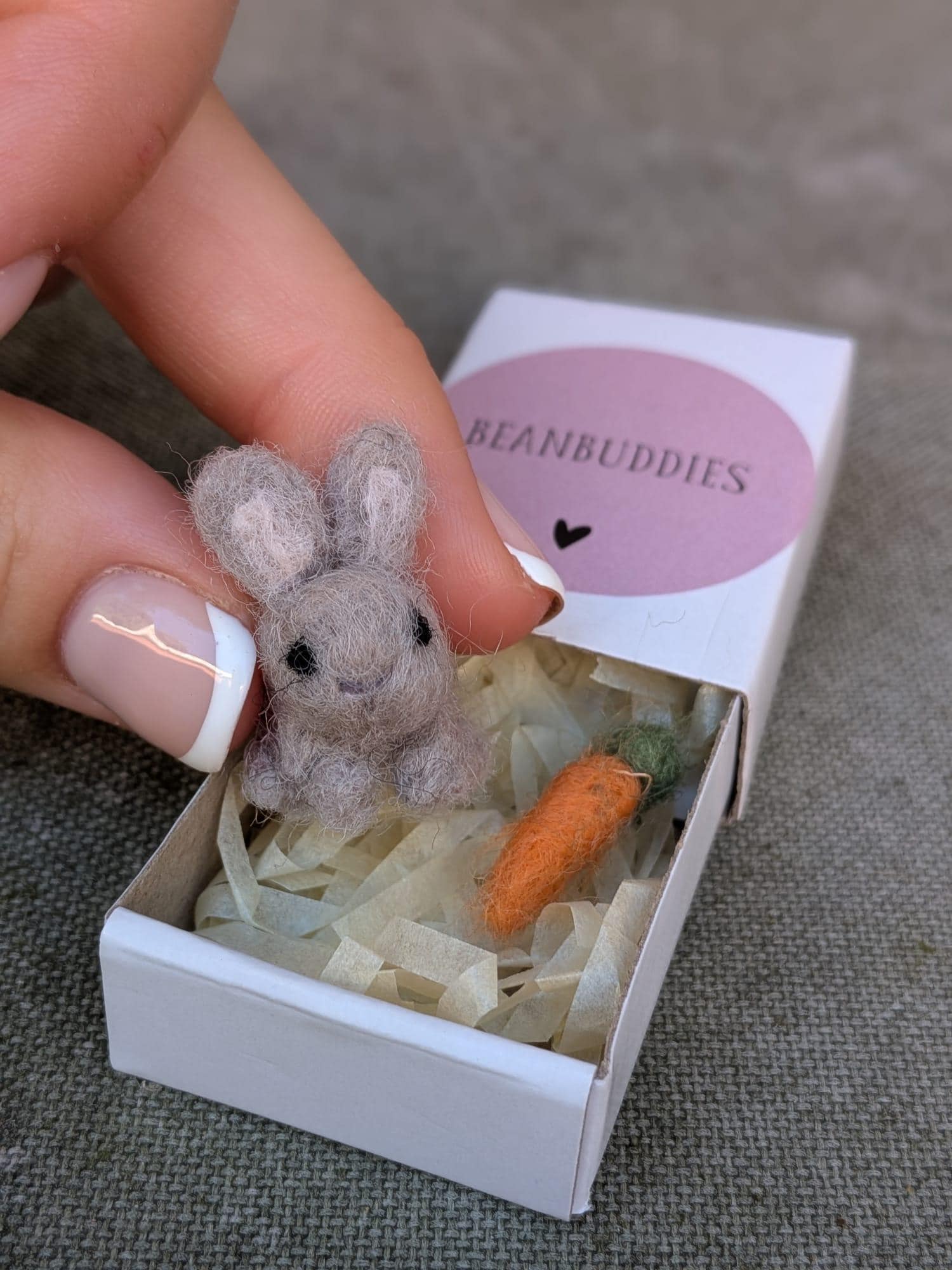 Mini Matchbox Bunny! /needle Felted Mini Rabbit and Carrot in a ...